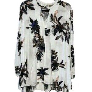 Free People Electric Orchard Swing Tunic Floral Blouse Size L Rayon